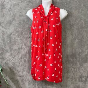 Banana Republic Red Floral Sleeveless Shift Dress women’s S EUC Career Travel